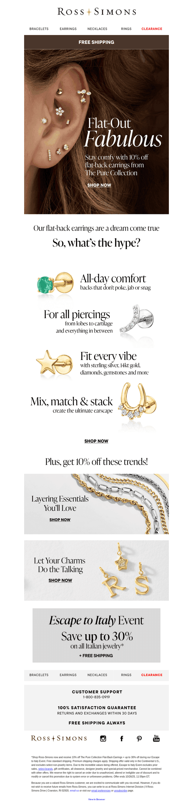 Cozy up to 10% off flat-back earrings