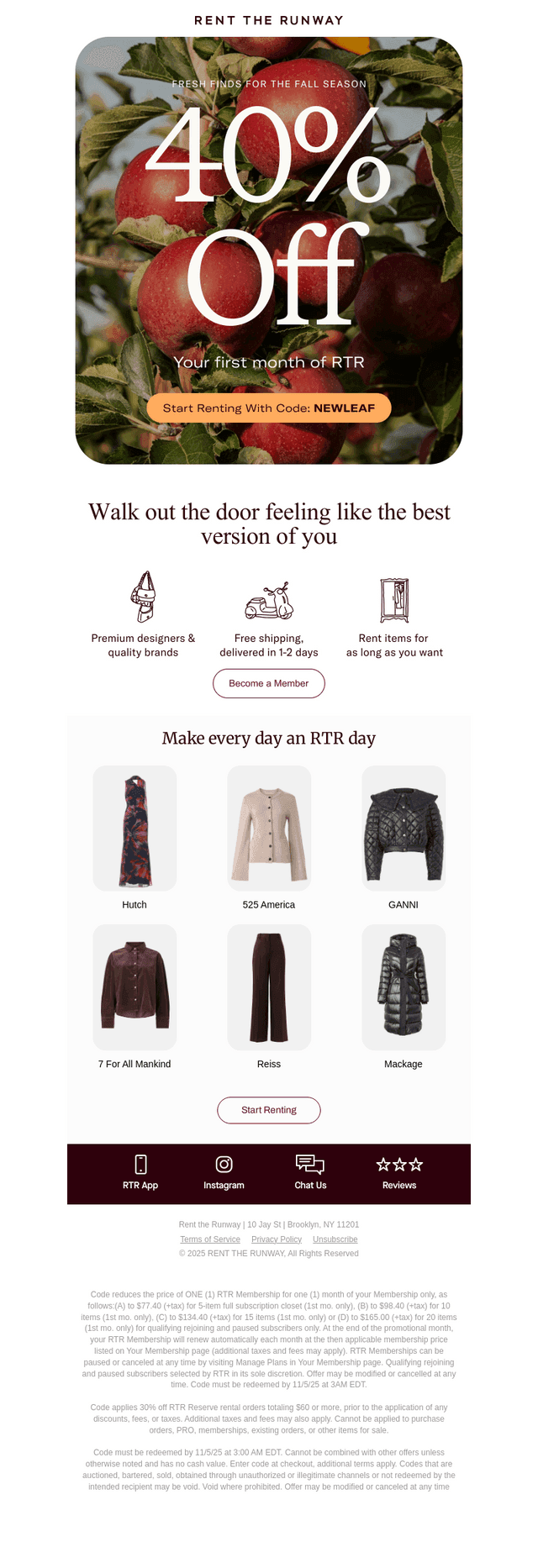 Rent the Runway email from Tue, Oct 21, 2025