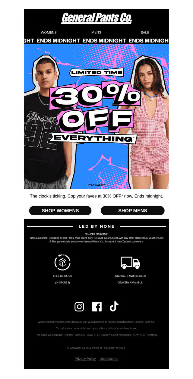 ENDS MIDNIGHT: 30% OFF EVERYTHING*