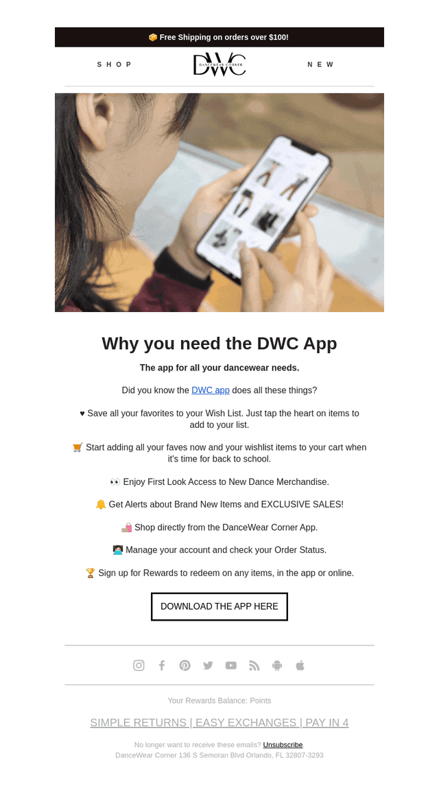 DanceWear Corner email from Wed, Oct 22, 2025
