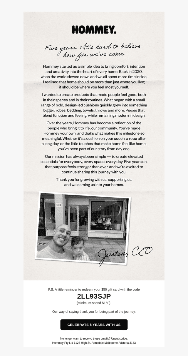 A personal note from our founder