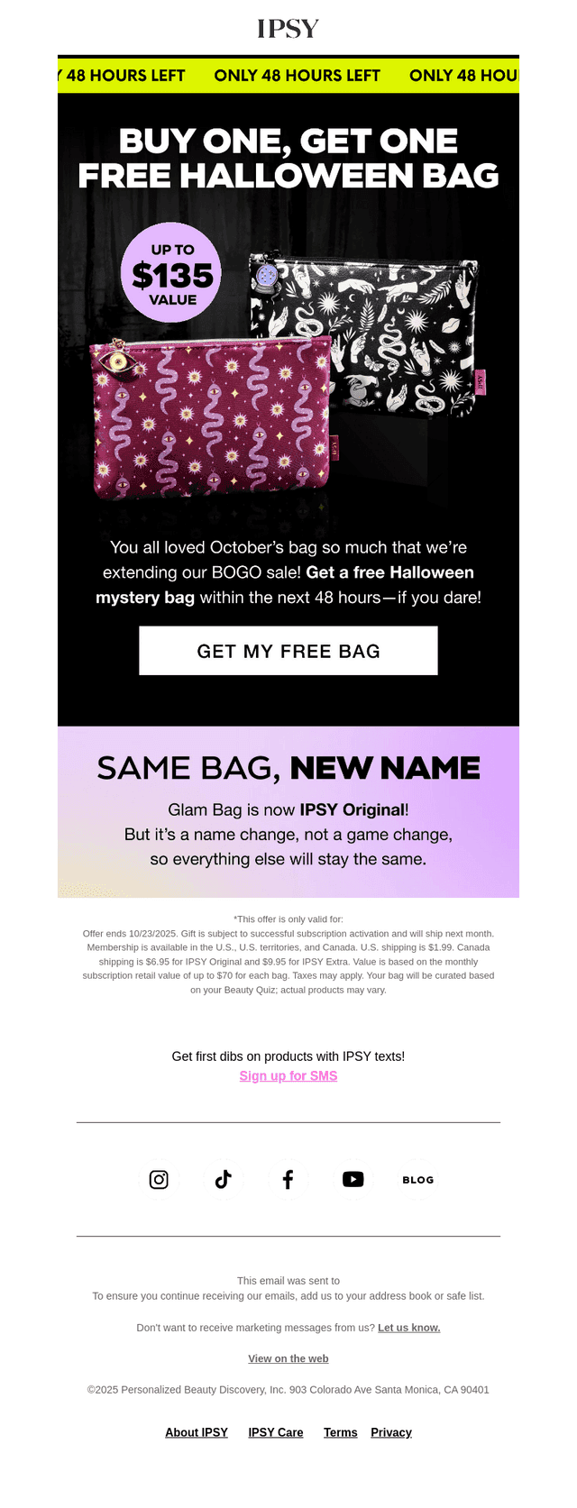 ipsy email from Wed, Oct 22, 2025