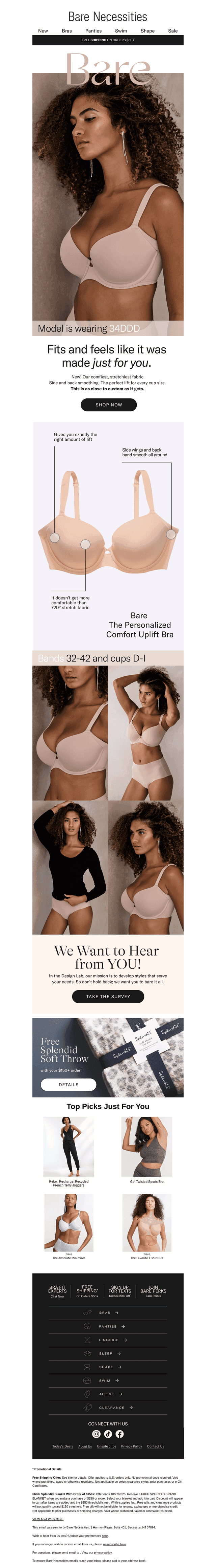 NEW! Bare The Personalized Comfort Uplift Bra