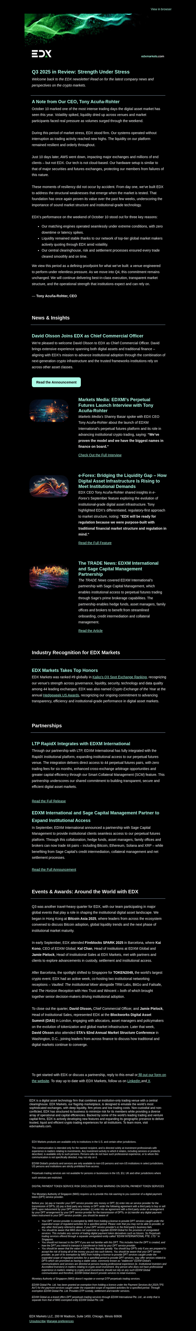 EDX Markets email from Thu, Oct 23, 2025