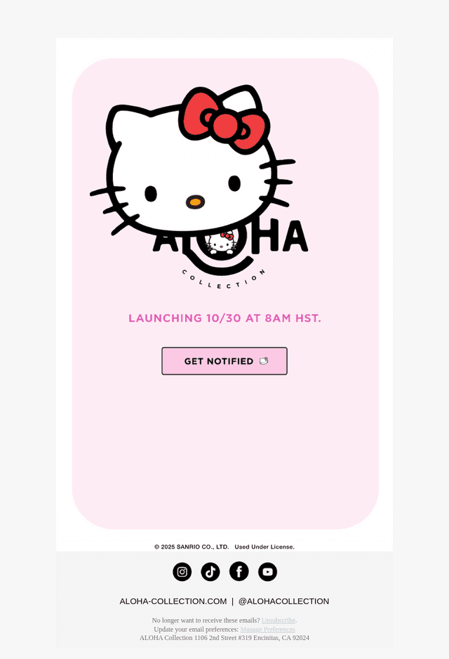 ALOHA Collection email from Thu, Oct 23, 2025