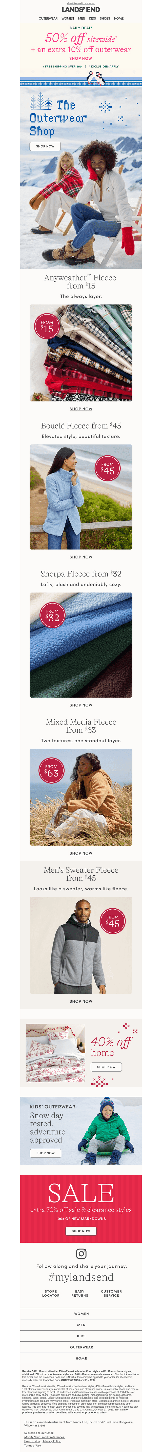 50% off + an extra 10% off outerwear ends soon!