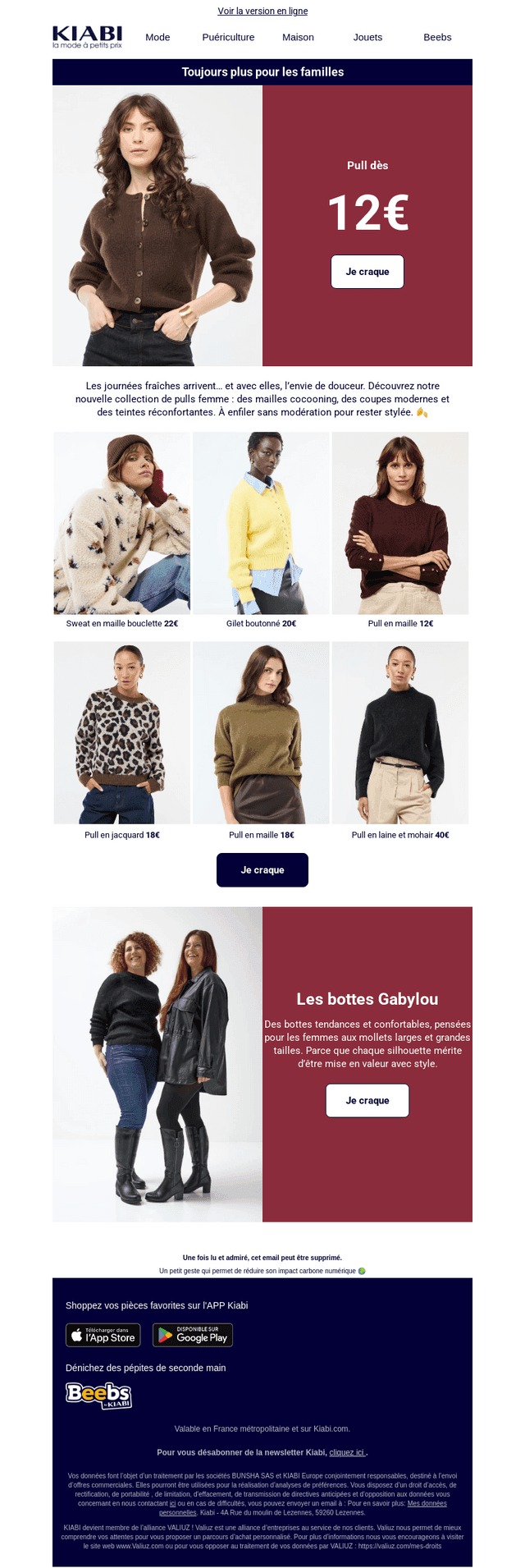 Les pulls femme dès 12€ 🍂
