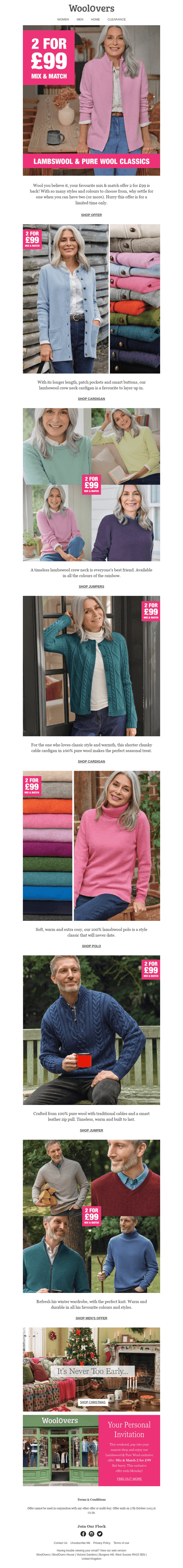 2 For £99 Lambswool And Pure Wool Knits