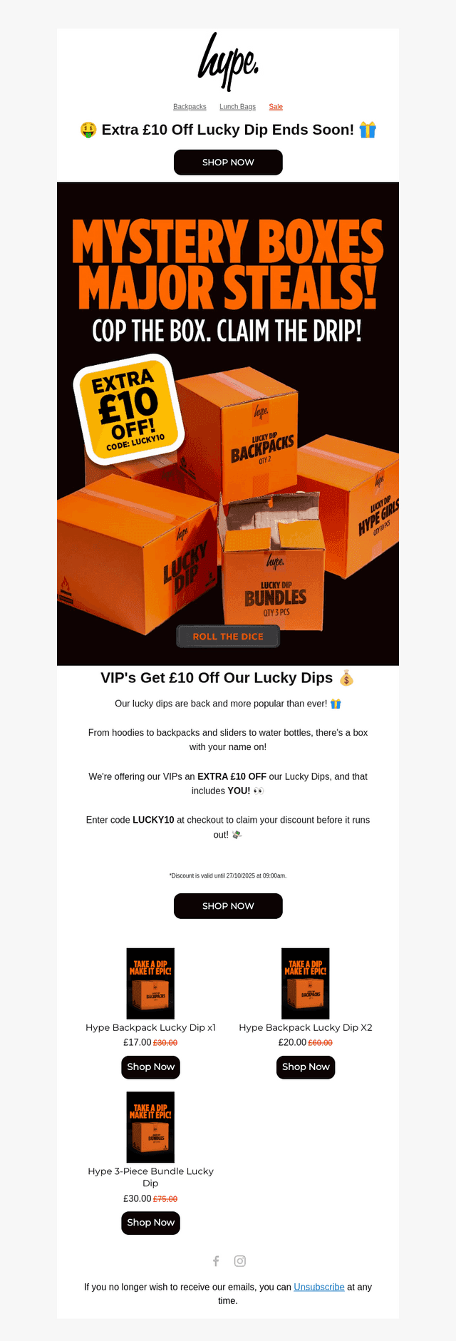 EXTRA £10 OFF LUCKY DIP ENDS MONDAY! ⚡