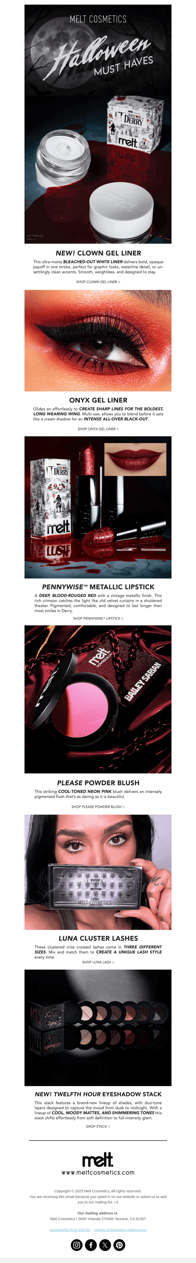 Melt Cosmetics email from Fri, Oct 24, 2025