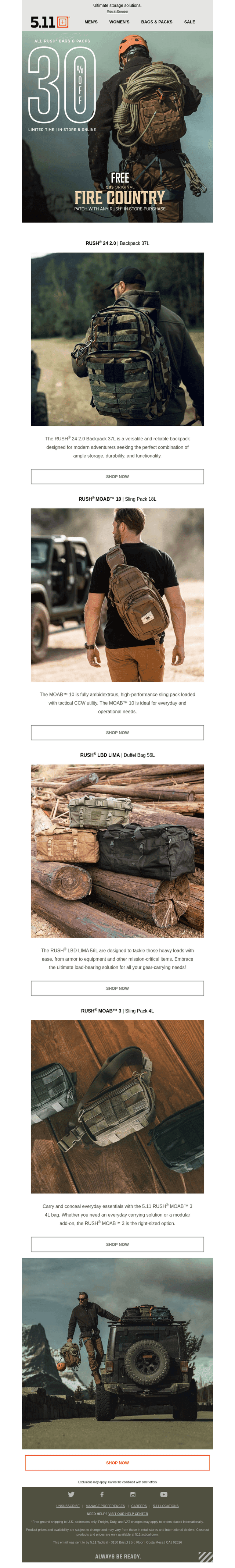 Don’t miss out! Rush Collection NOW 30% Off