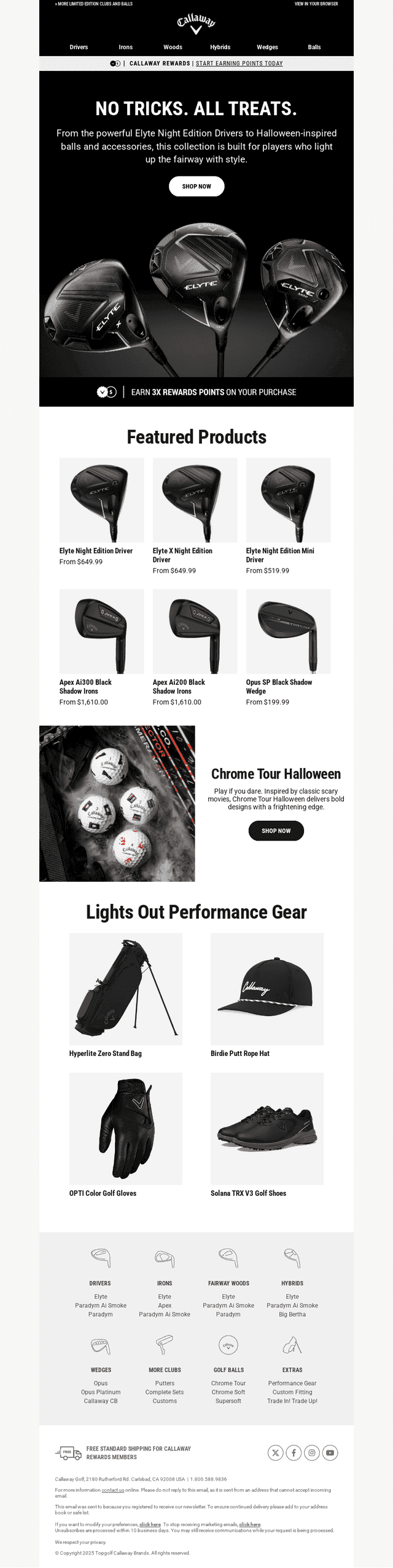 Callaway Golf email from Sat, Oct 25, 2025