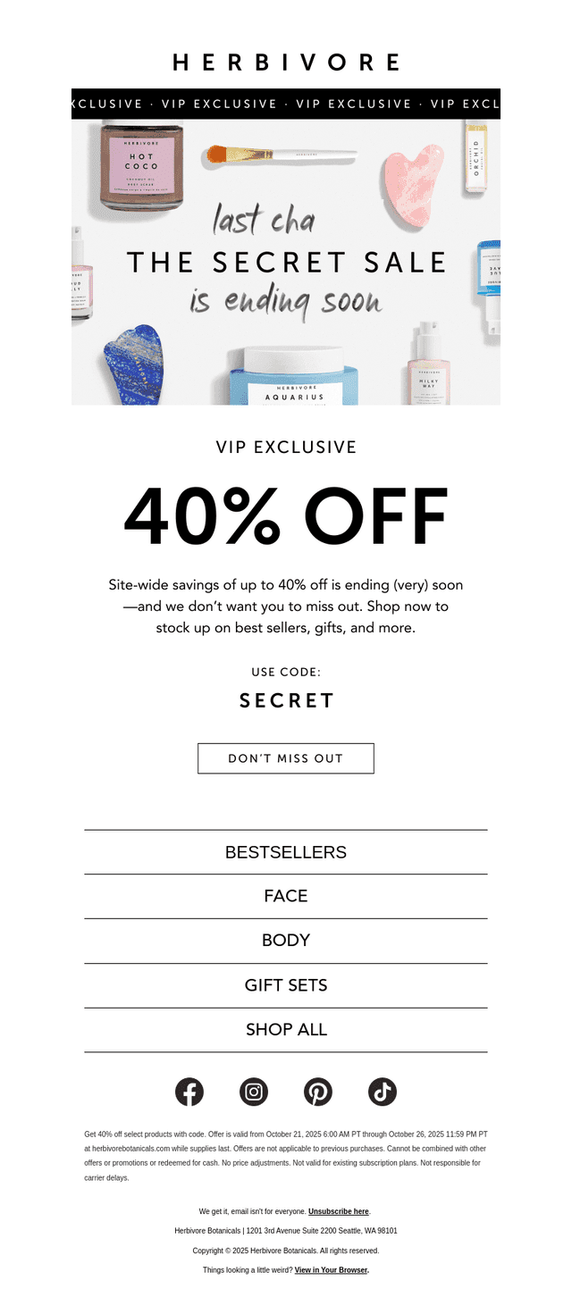 40% off ends tomorrow...