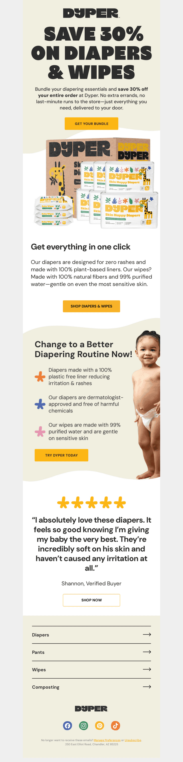 One click = 30% off diapers & wipes