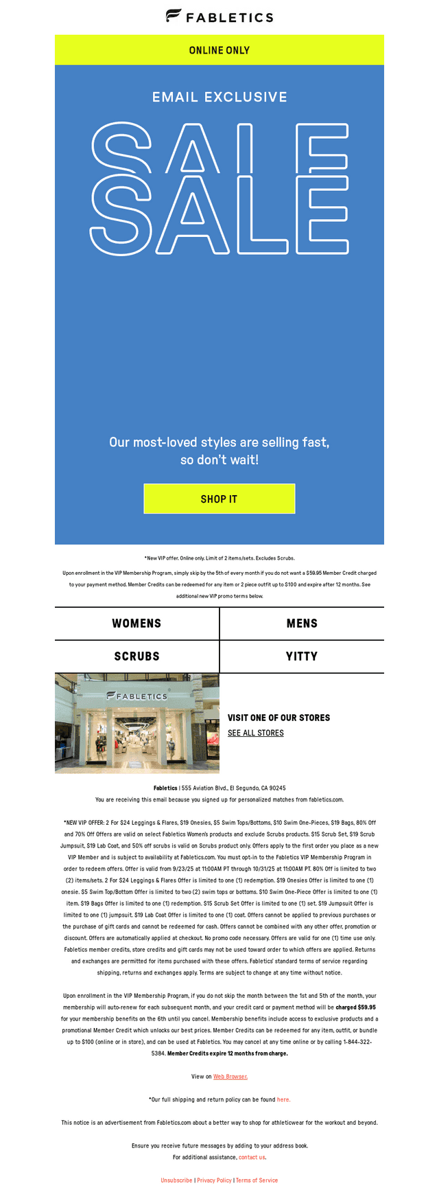 EMAIL EXCLUSIVE OFFER