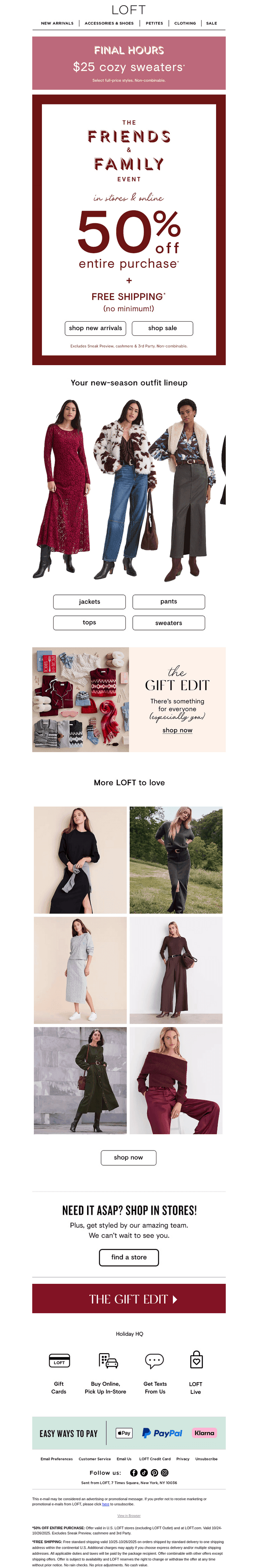 LAST CHANCE for $25 cozy sweaters