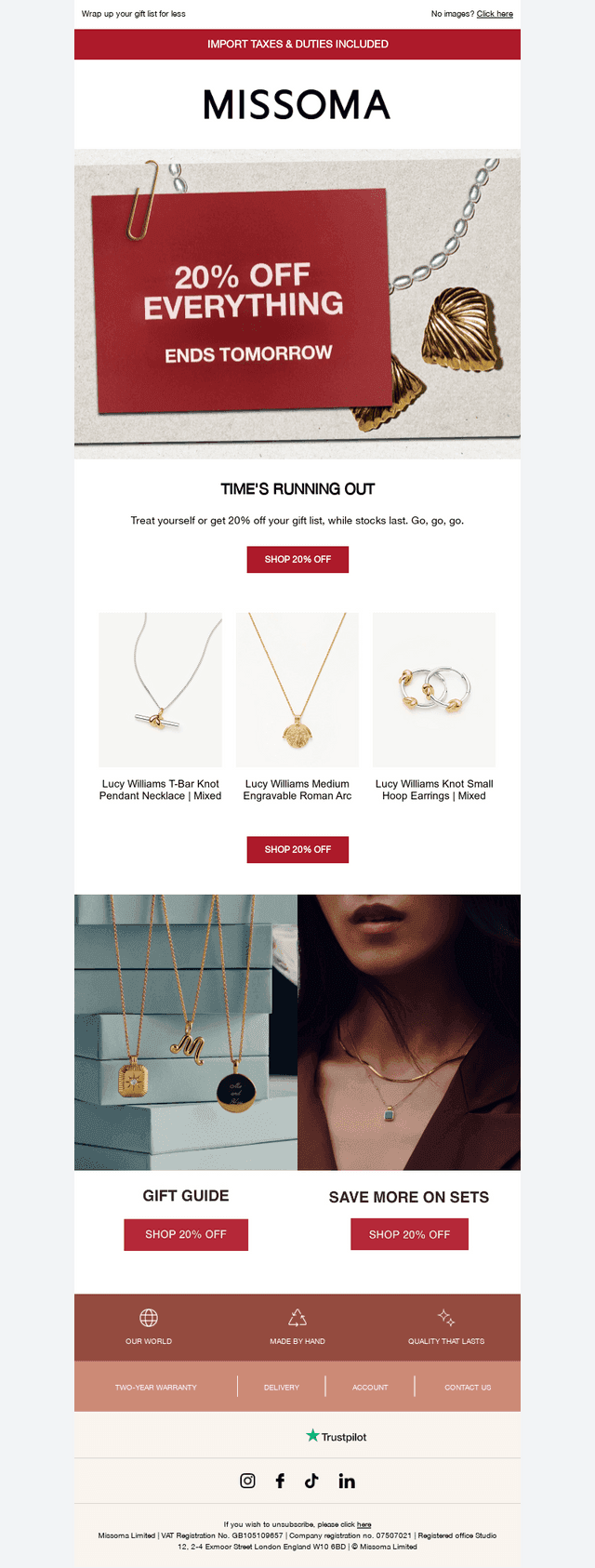 ENDS TOMORROW: 20% OFF EVERYTHING
