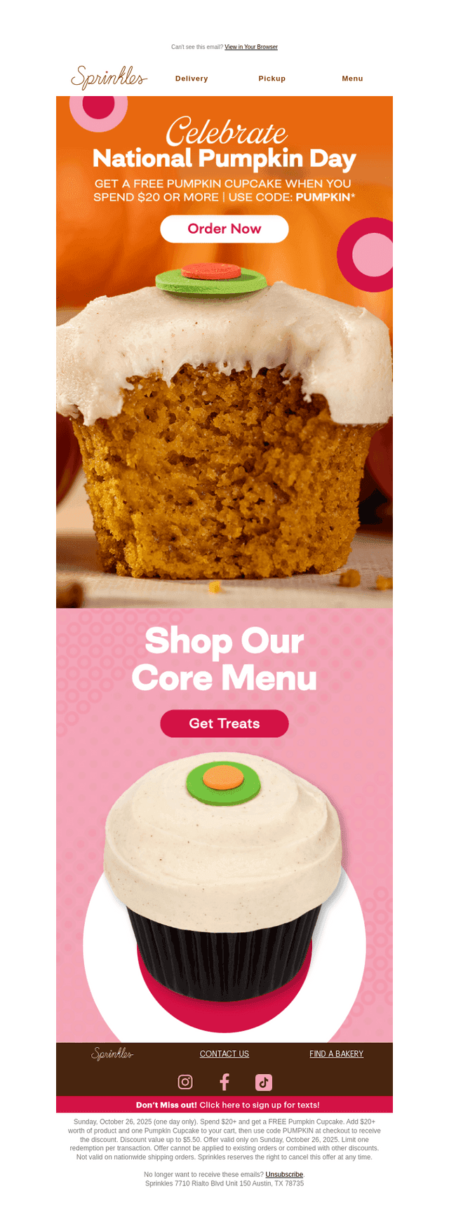 Claim Your FREE Pumpkin Cupcake! 🎃