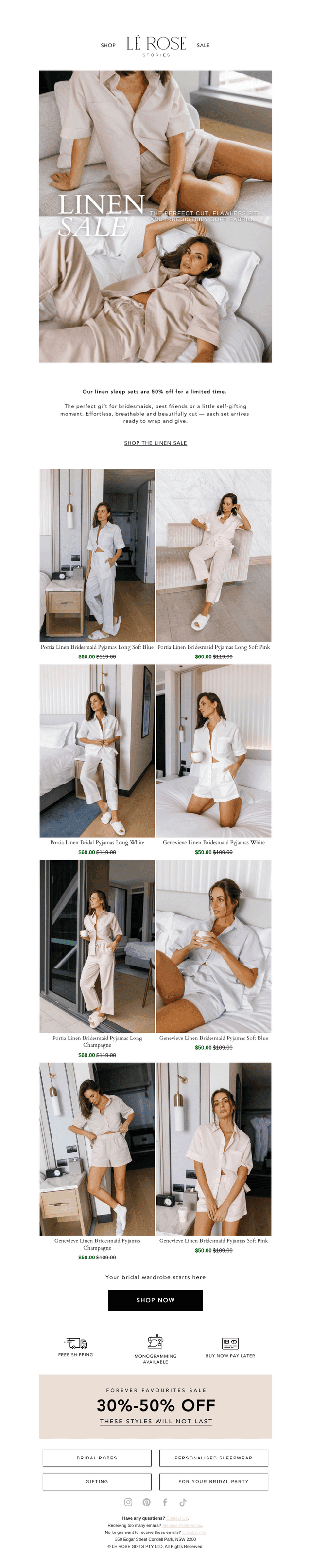 50% Off Linen Sleep Sets