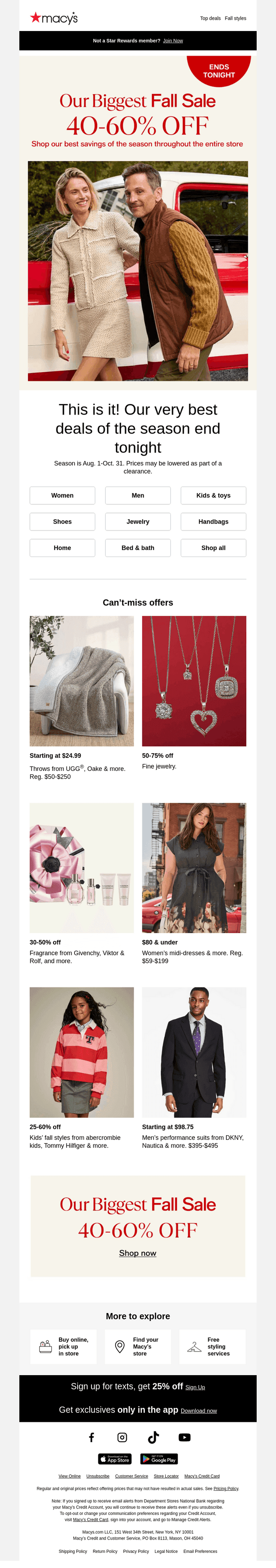 Ends tonight! Our Biggest Fall Sale