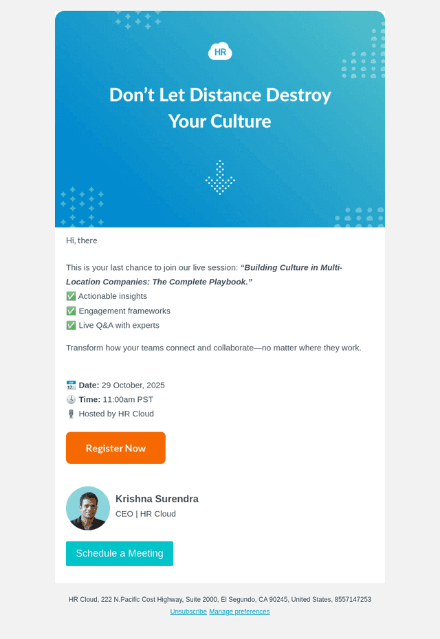 HR Cloud email from Sun, Oct 26, 2025