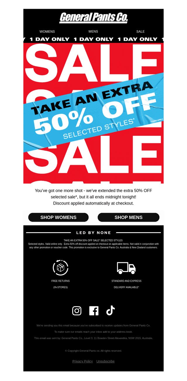 🔥 EXTENDED 1 DAY ONLY: Extra 50% OFF Selected Styles*