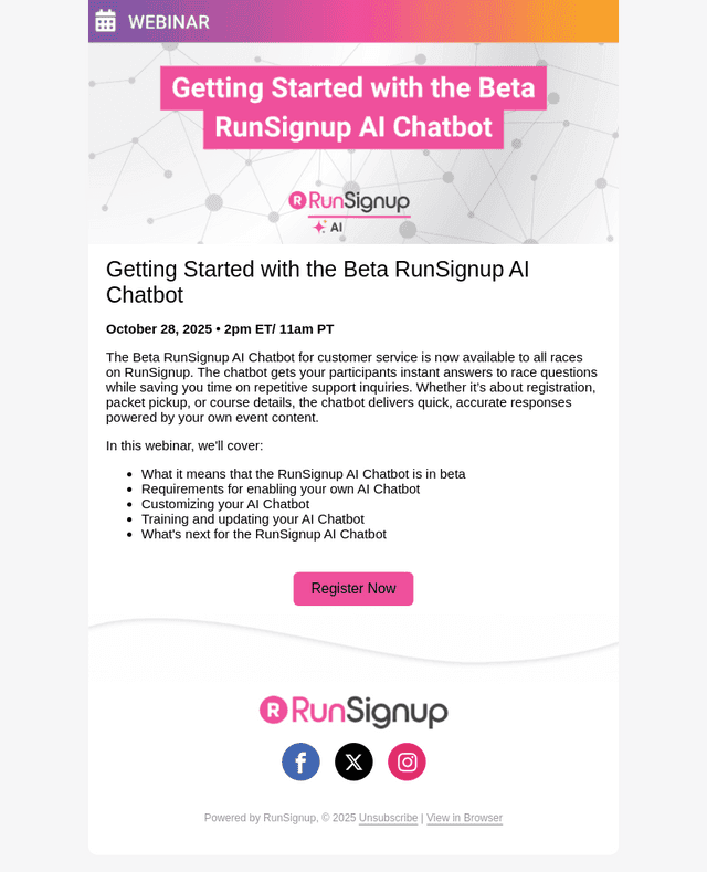 RunSignUp email from Mon, Oct 27, 2025