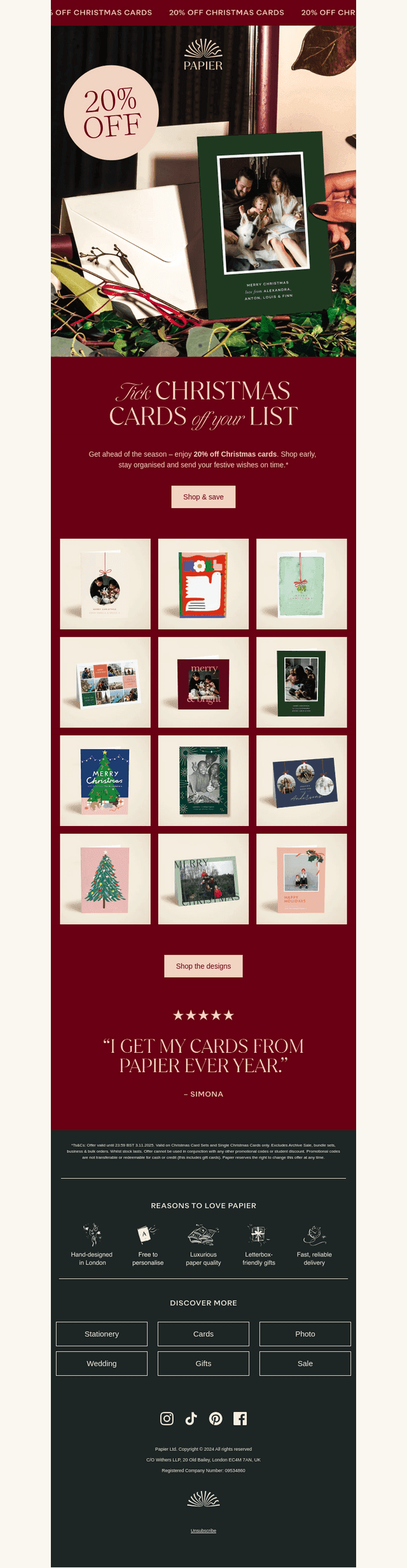 Get ahead: 20% off Christmas cards