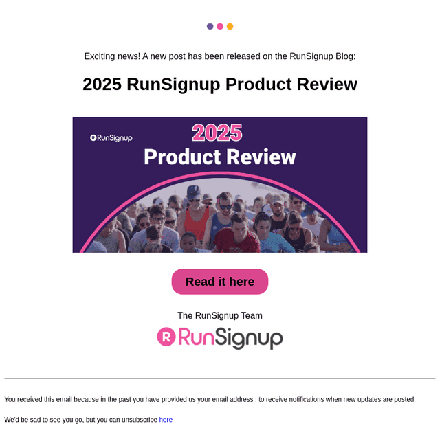 RunSignUp email from Mon, Oct 27, 2025