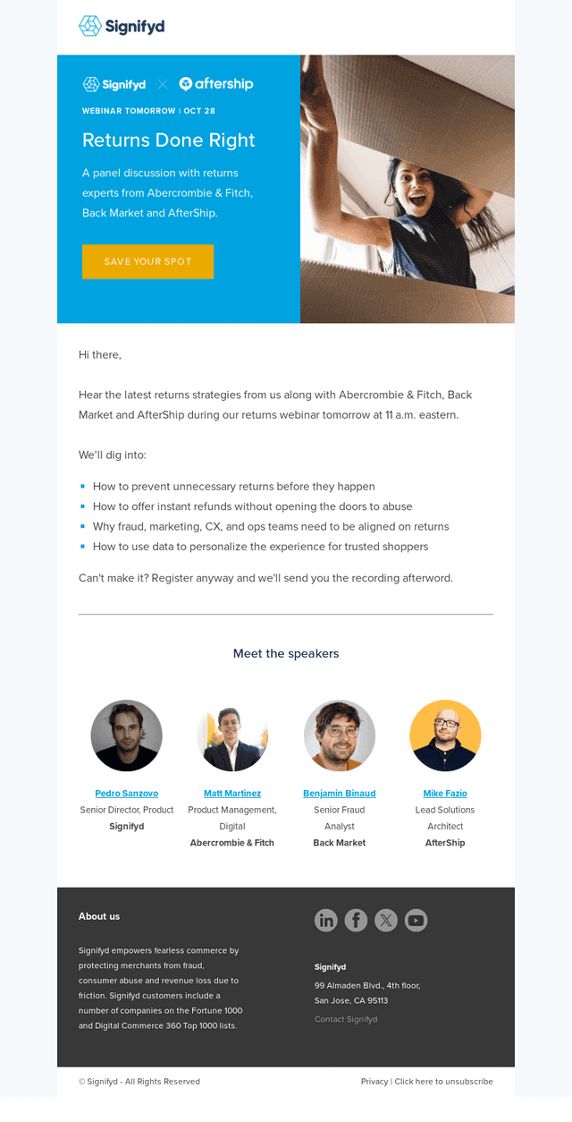 Last chance: Join our returns webinar tomorrow