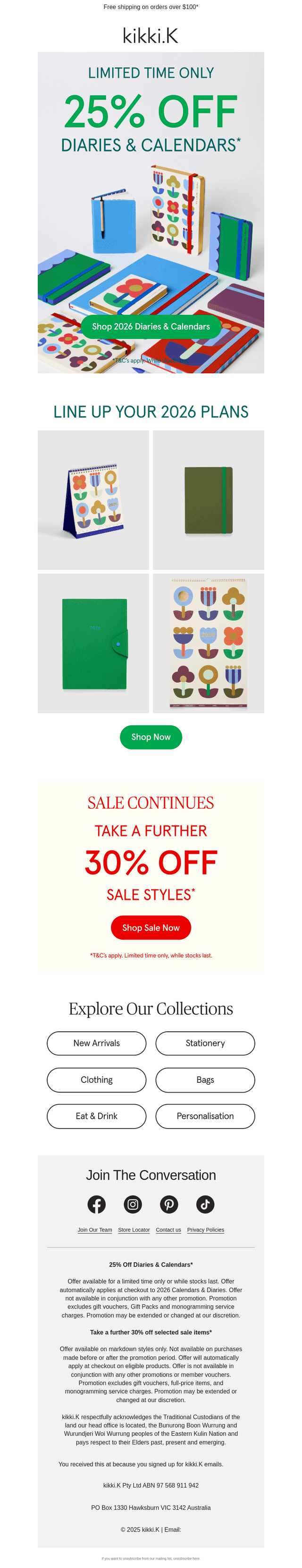 25% Off Diaries & Calendars*