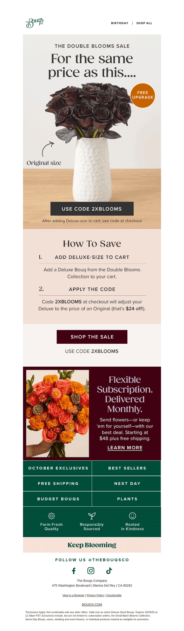 The Bouqs Co. email from Tue, Oct 28, 2025