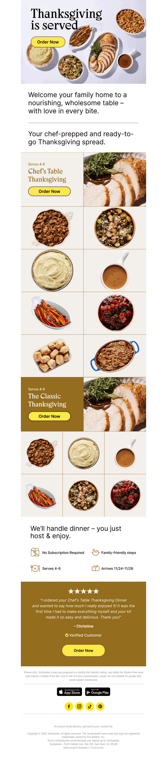 Sun Basket email from Tue, Oct 28, 2025