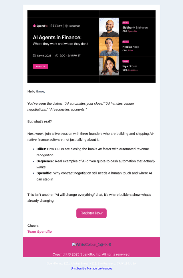 Spendflo email from Tue, Oct 28, 2025