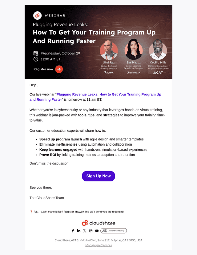 Hey , don’t miss tomorrow’s webinar