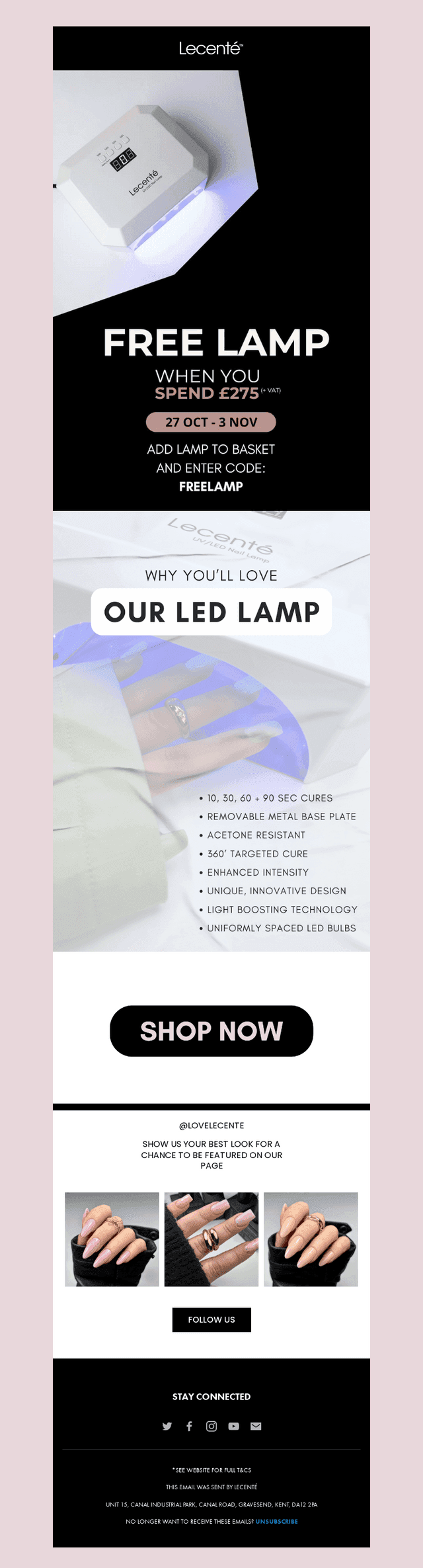 FREE LAMP When You Spend £275 💅
