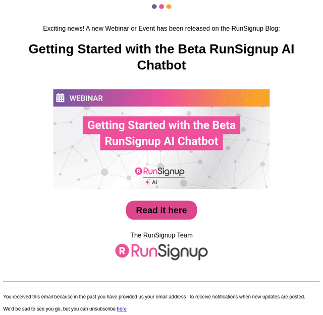 RunSignUp email from Tue, Oct 28, 2025
