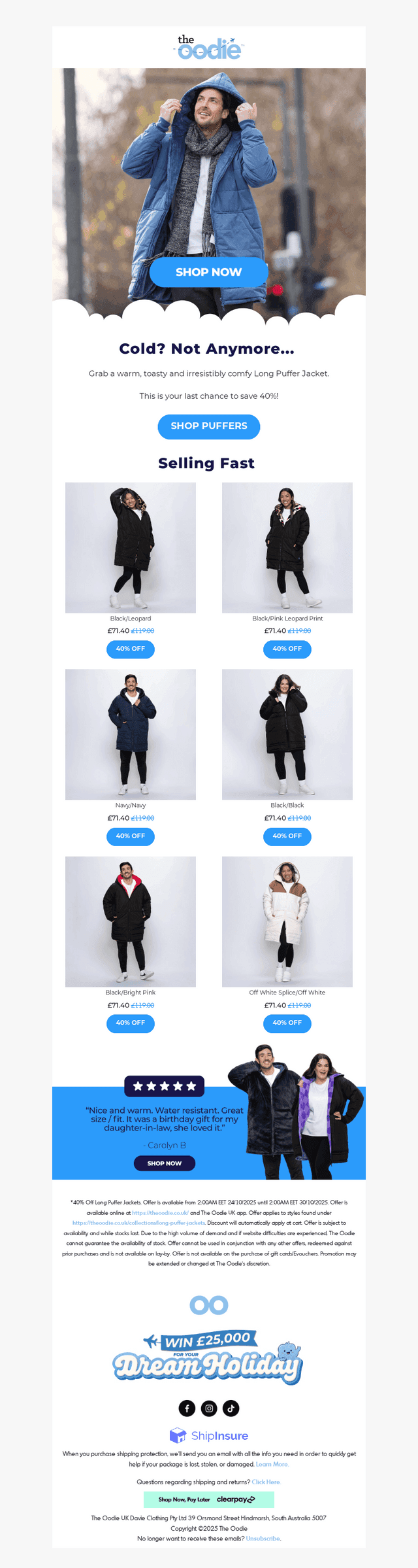 FINAL HOURS: 40% off Puffers!
