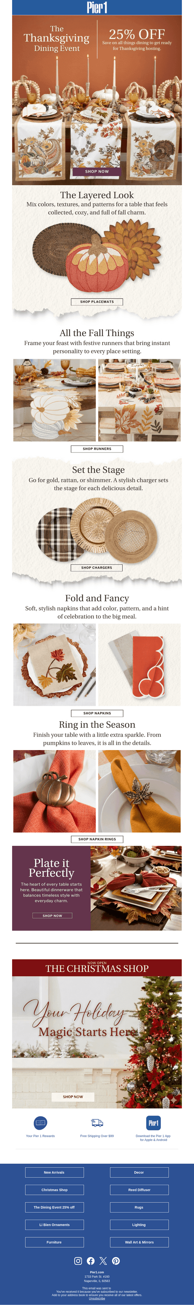 Pier 1 email from Wed, Oct 29, 2025
