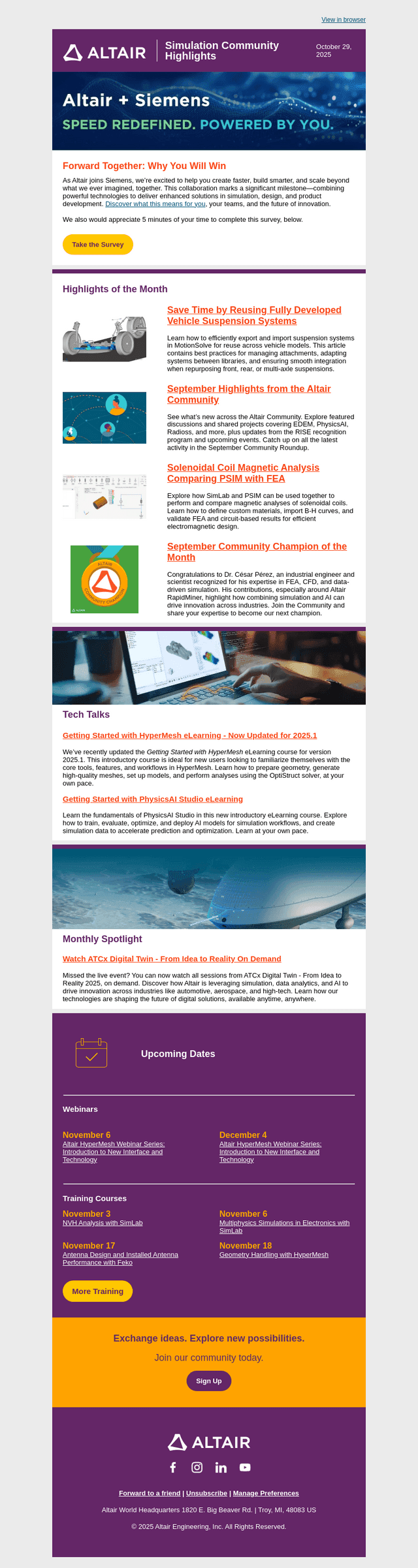 Altair Simulation Community Highlights: October 2025