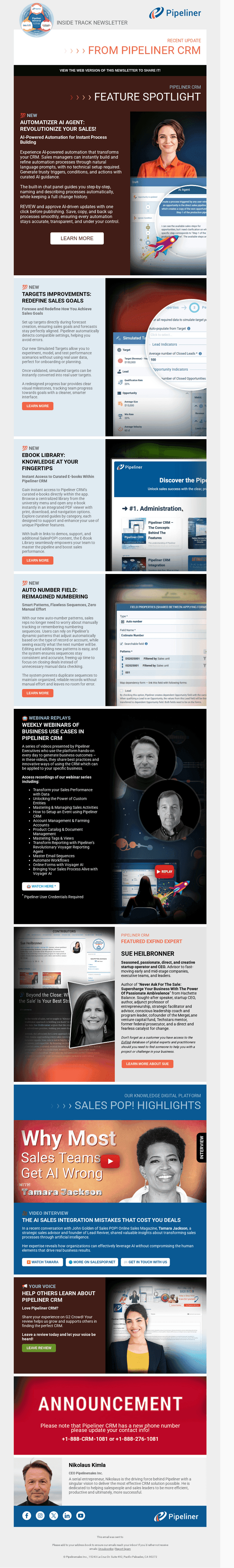 Pipeliner CRM Inside Track Newsletter 5.20 Release
