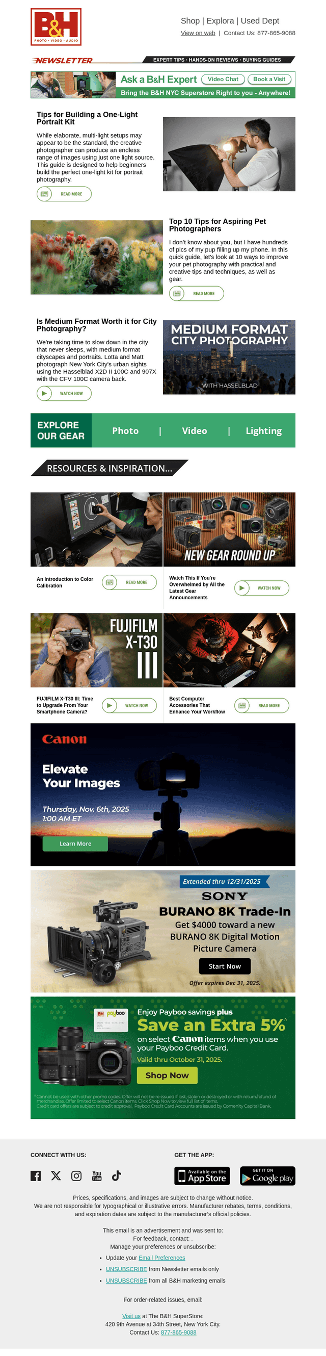 B&H Photo Video email from Wed, Oct 29, 2025