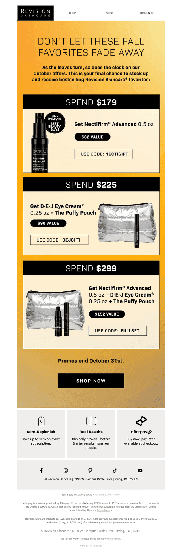 Revision Skincare email from Wed, Oct 29, 2025