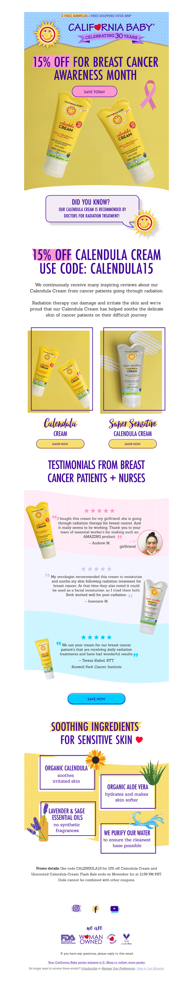 15% Off Calendula Cream!