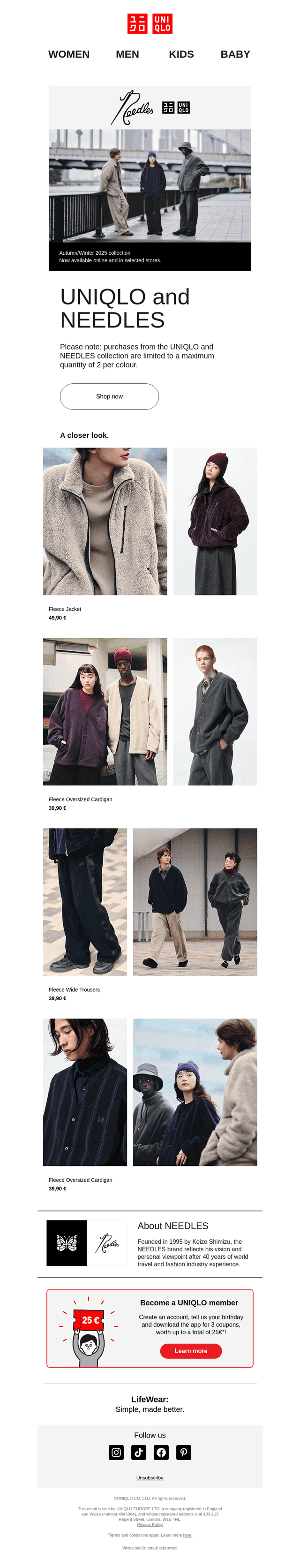 UNIQLO email from Thu, Oct 30, 2025