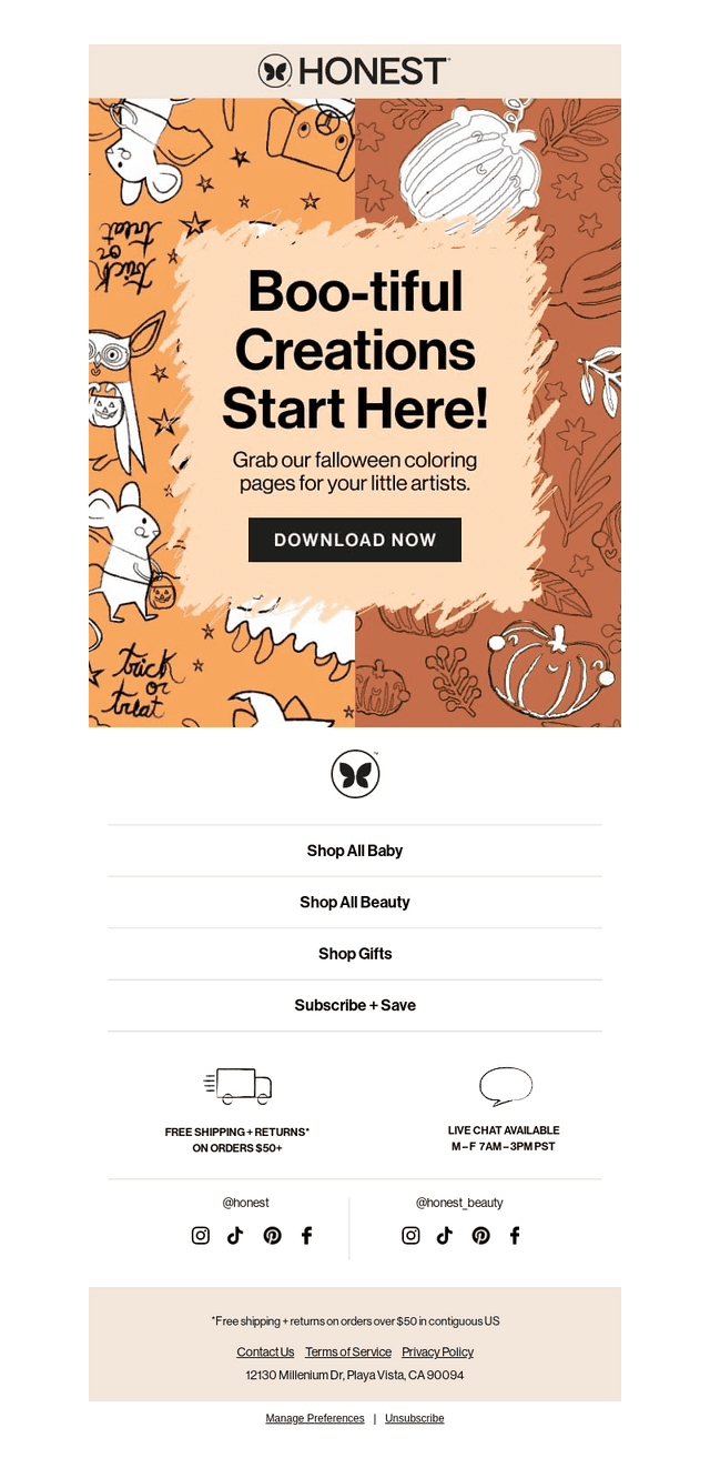 Honest Company email from Fri, Oct 31, 2025