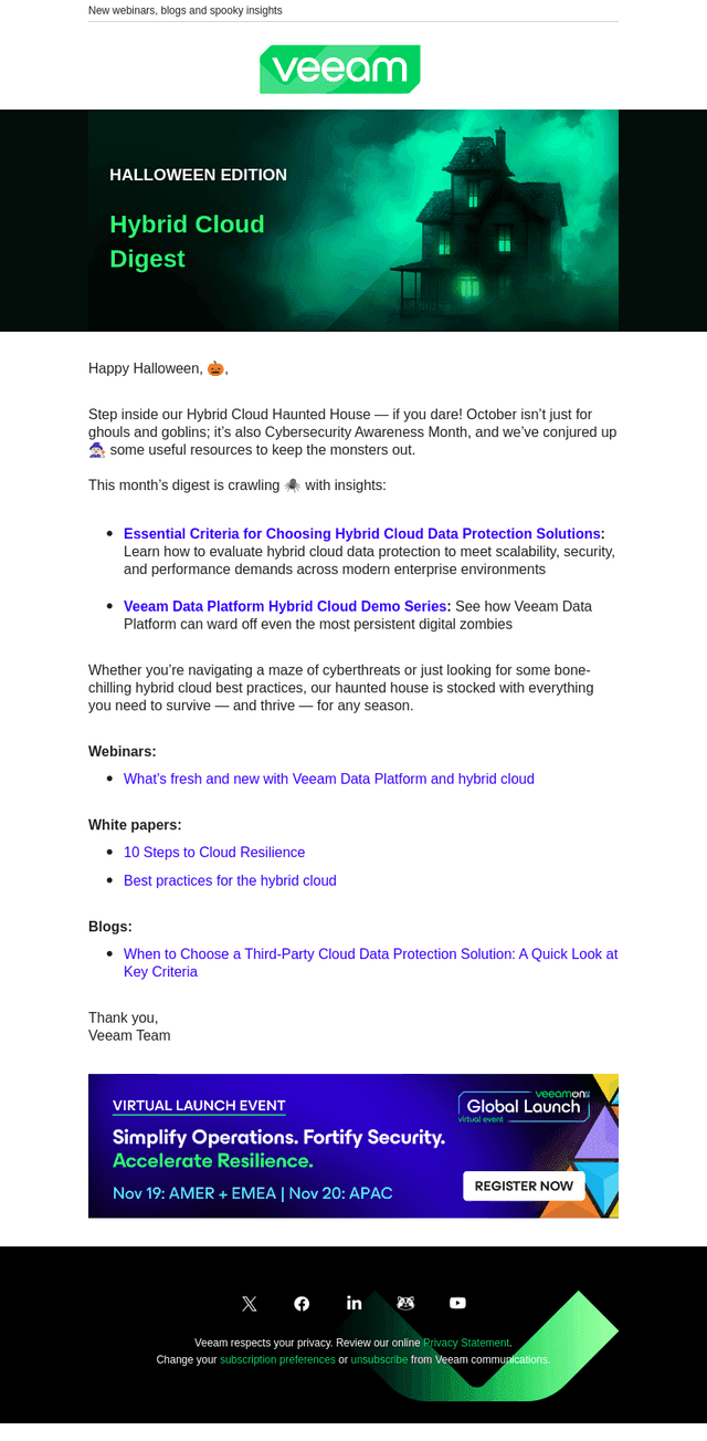 Veeam Software email from Fri, Oct 31, 2025