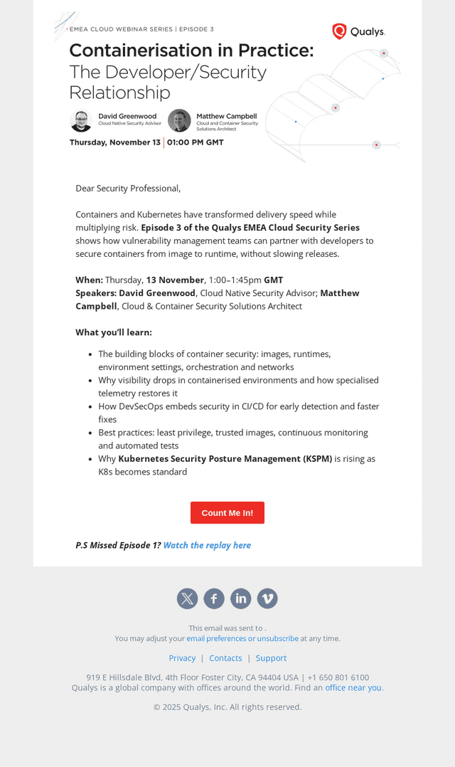 Qualys email from Fri, Oct 31, 2025
