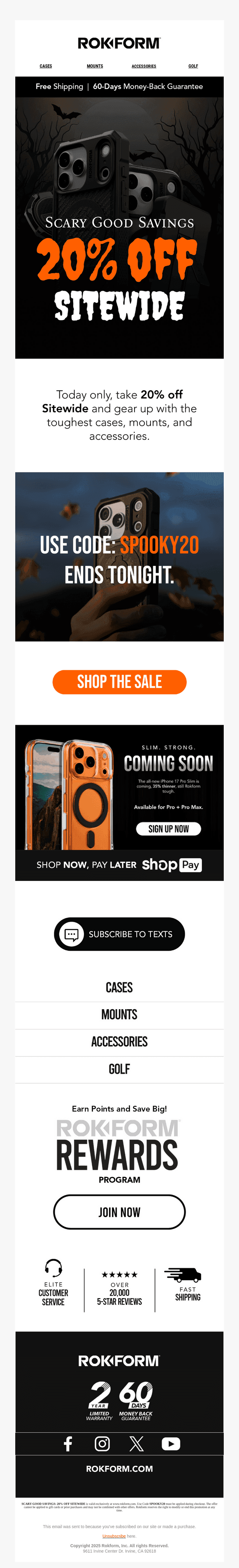 🎃 One Day Only: 20% OFF Rokform Gear