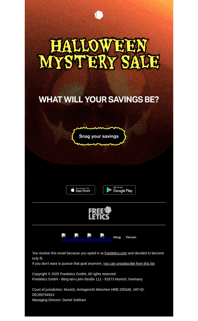 Freeletics email from Fri, Oct 31, 2025